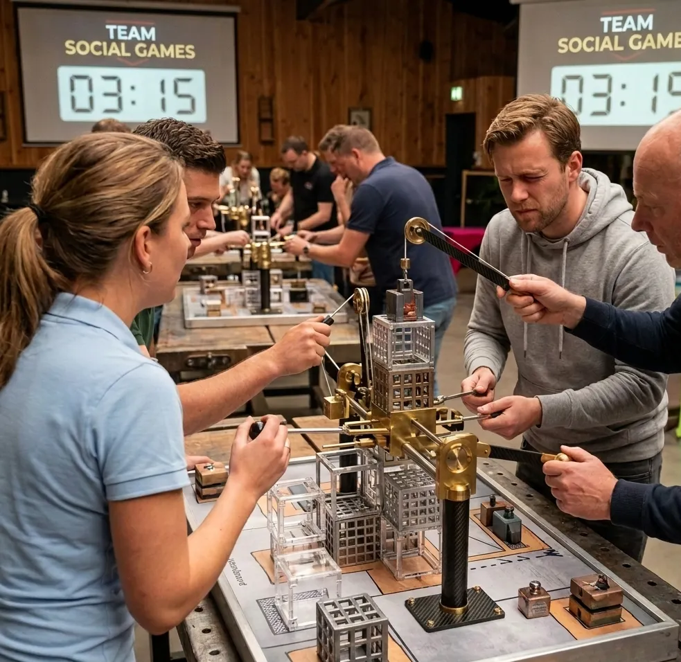 Team aan het werk in een Team Social Games kamer bij ClashRooms
